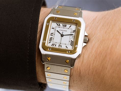 cartier 18k yellow gold santos watch|santos de cartier chronograph watch.